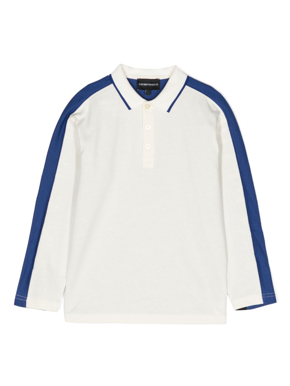 Emporio Armani Kids logo刺绣拼色polo衫 - 白色