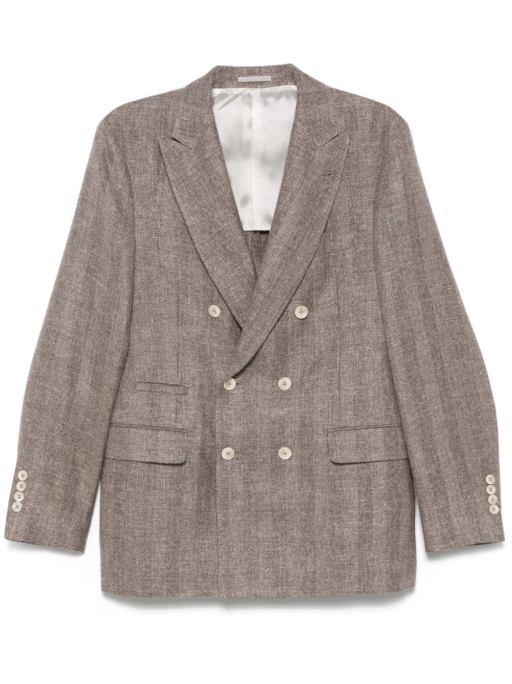 Brunello Cucinelli 双排扣西装夹克 - 褐色