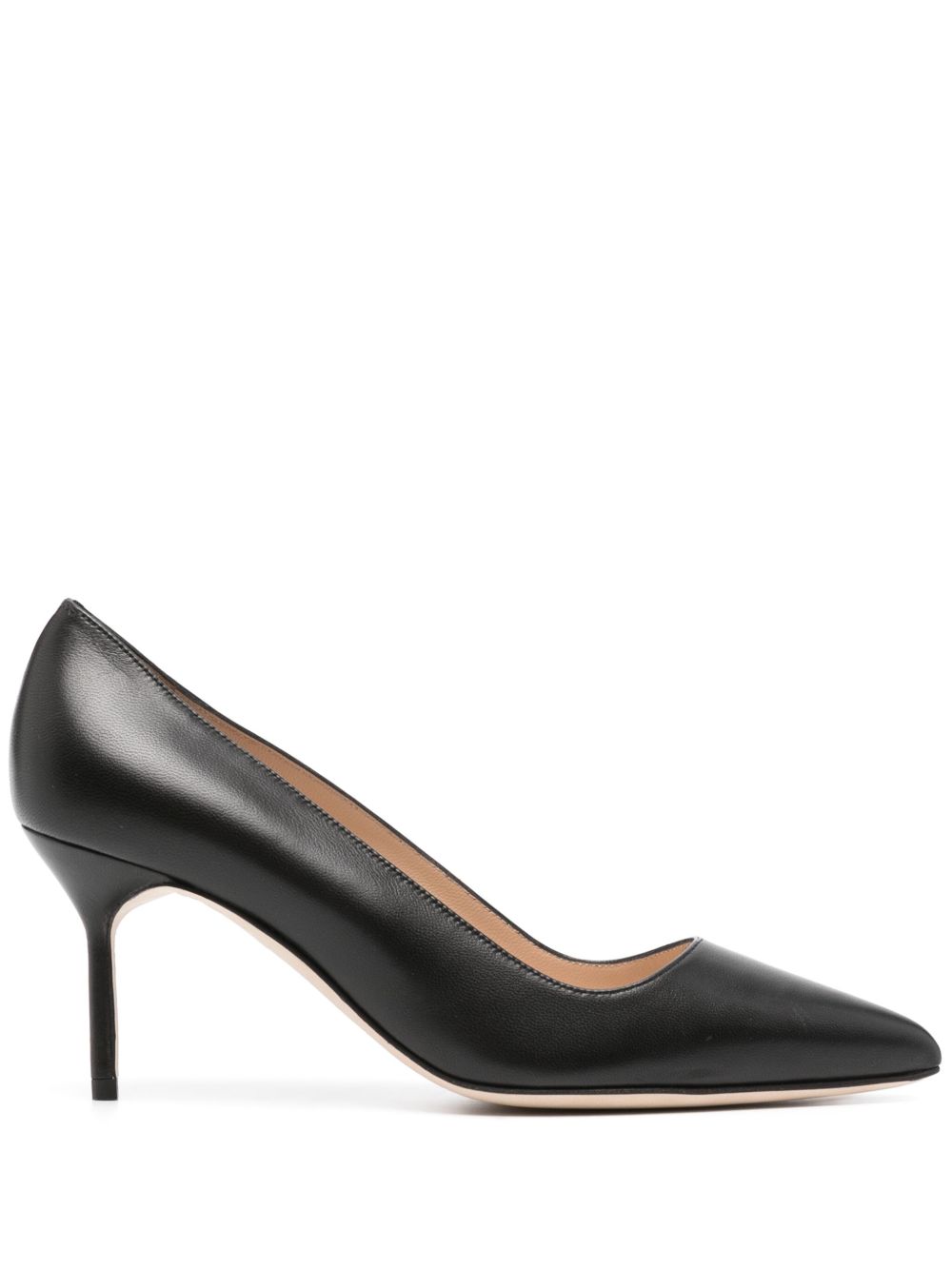 Manolo Blahnik Tora 皮质低跟鞋 - 黑色