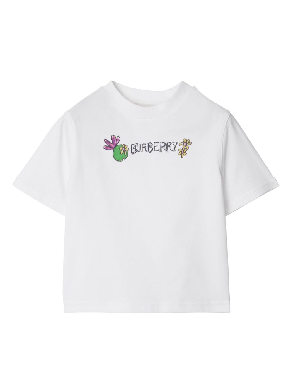 Burberry Kids 手绘感印花T恤 - 白色