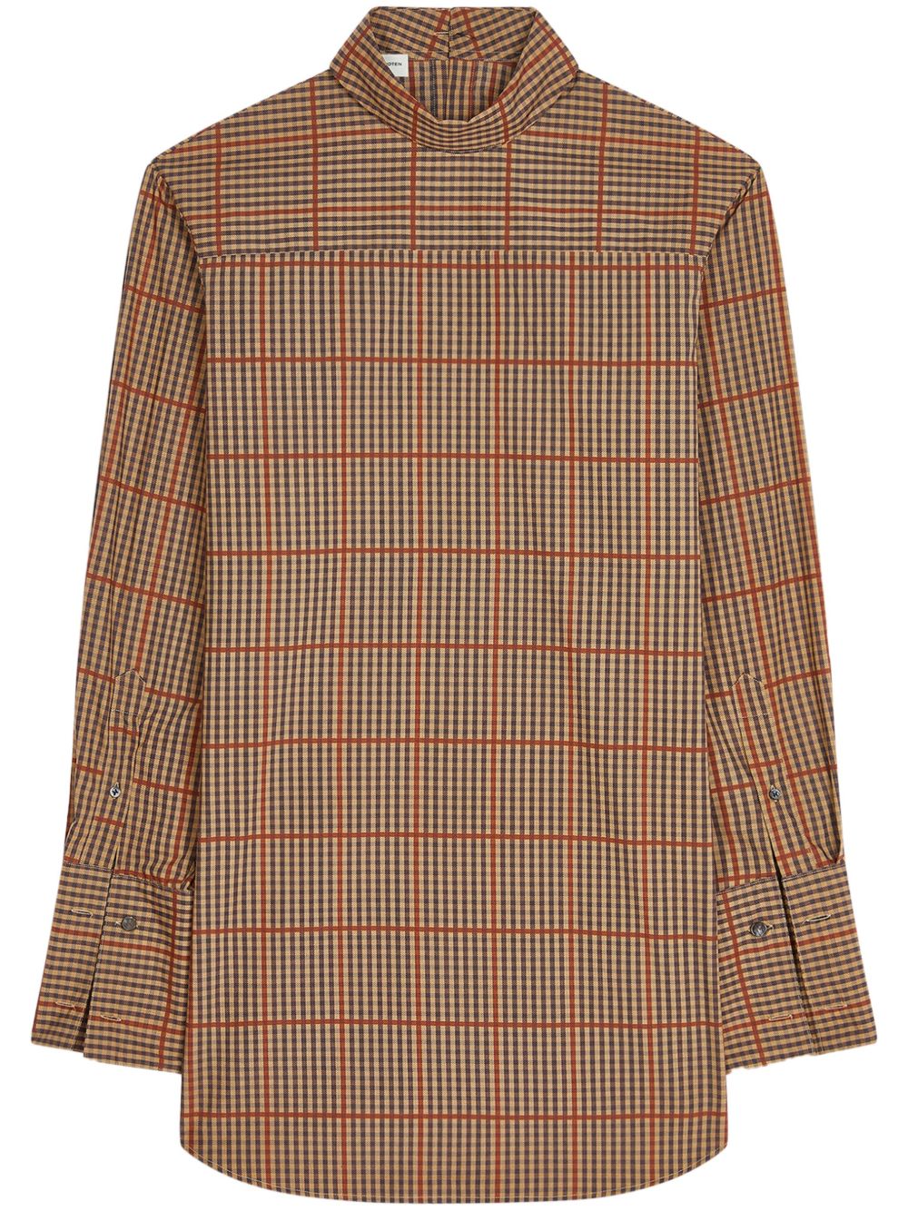 DRIES VAN NOTEN 格纹企领衬衫 - 褐色