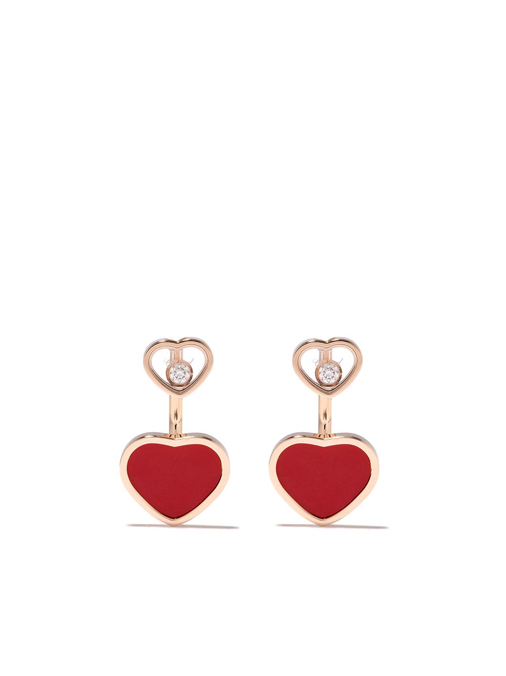 Chopard Happy Heart 18K玫瑰金耳环 - 粉色