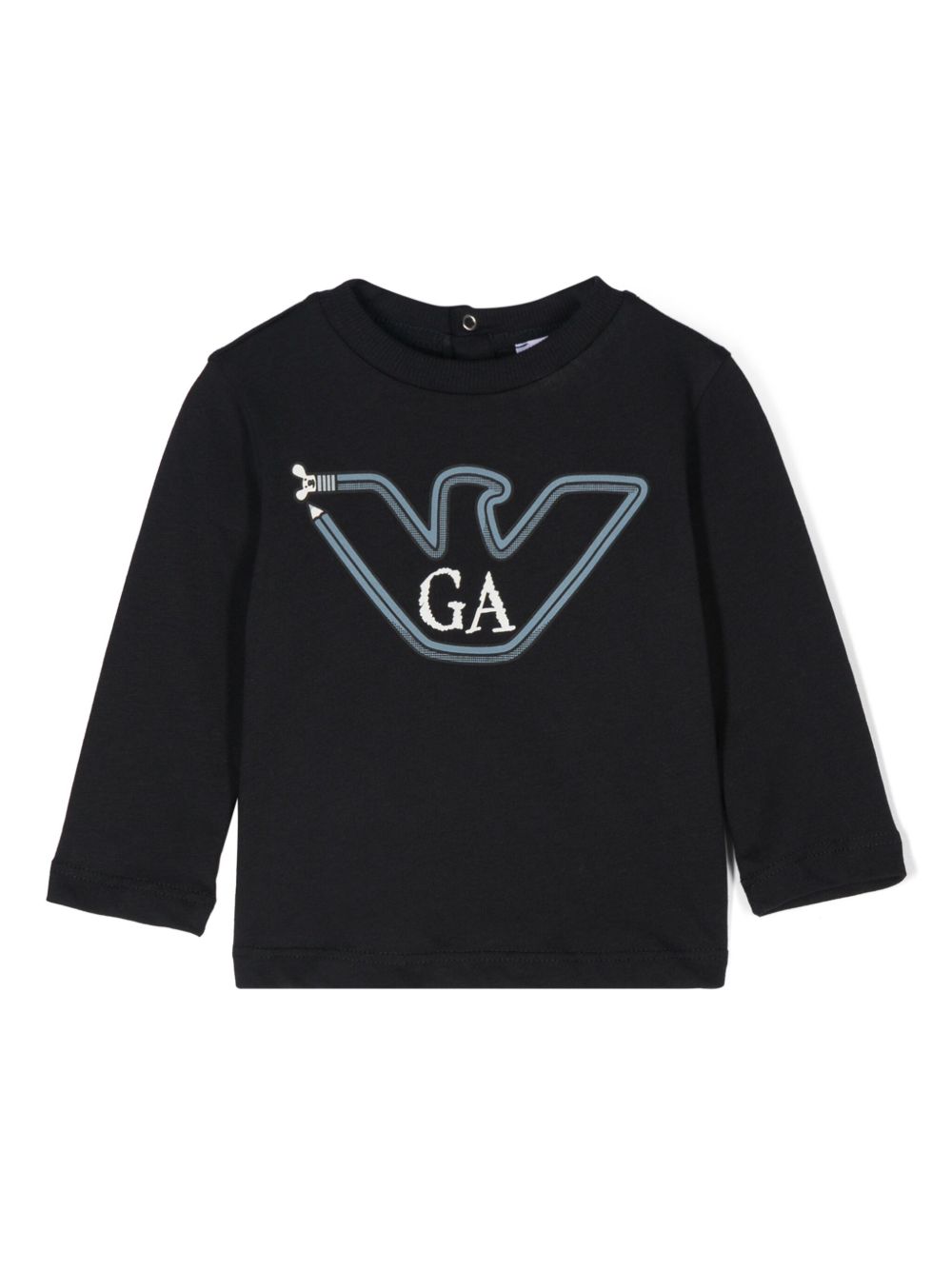 Emporio Armani Kids logo印花T恤 - 蓝色
