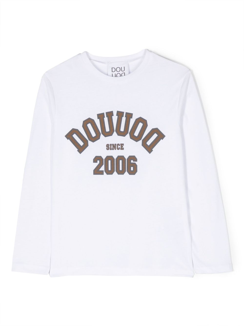 Douuod Kids logo印花棉T恤 - 白色