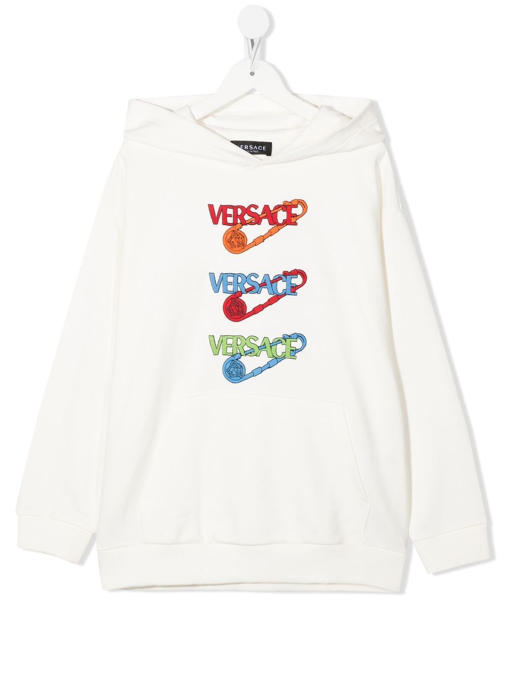 Versace Kids 范思哲 logo印花棉连帽衫 - 白色