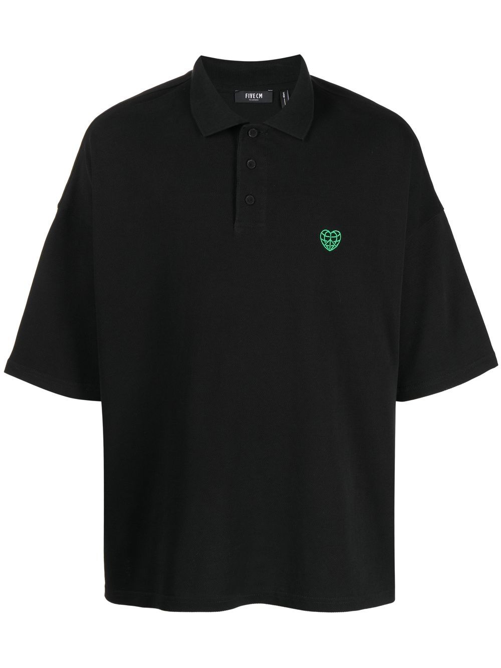 FIVE CM logo刺绣polo衫 - 黑色