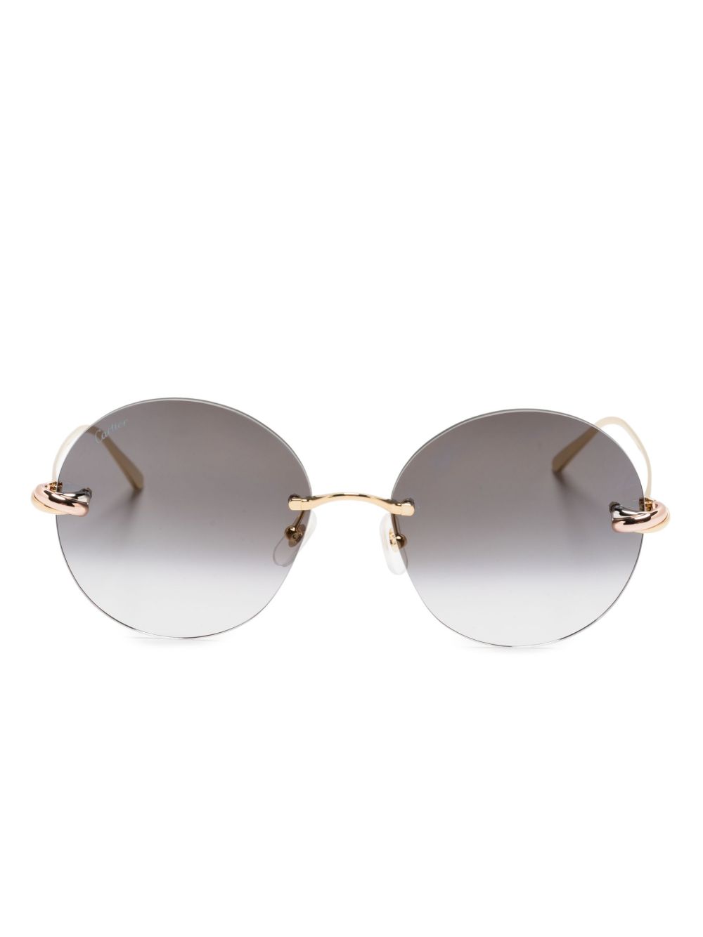Cartier Eyewear Trinity 圆框太阳眼镜 - 金色