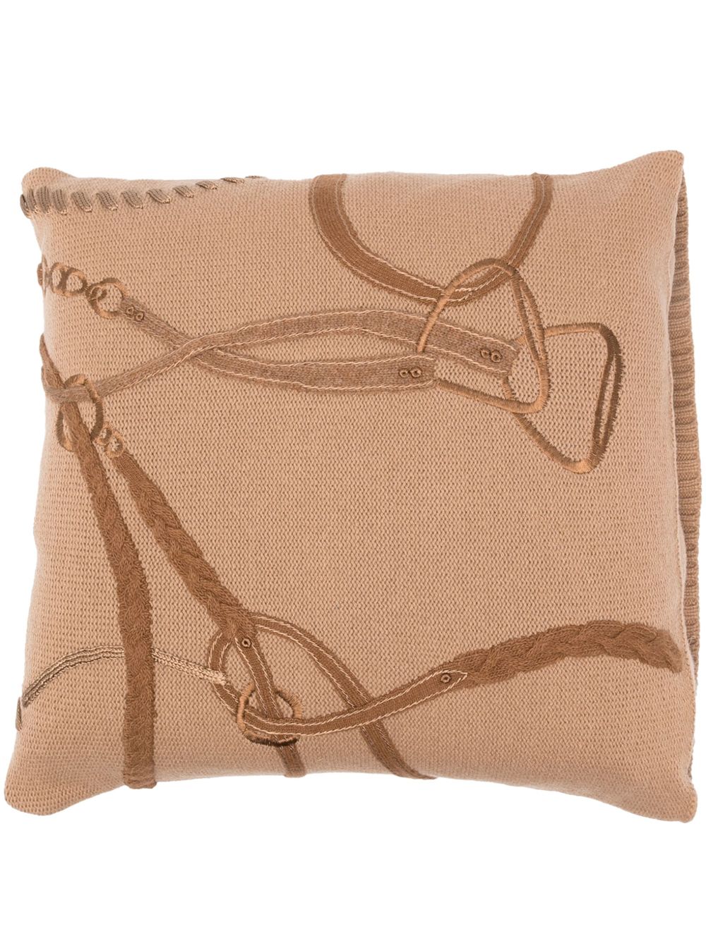 Ralph Lauren Home equestrian-motif knitted cushion - 褐色