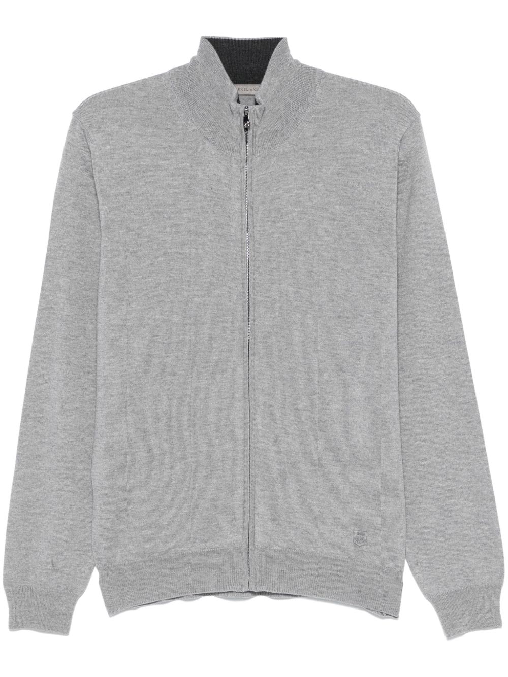 Corneliani logo刺绣开衫 - 灰色