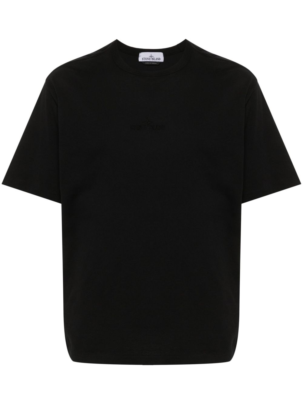 Stone Island 刺绣logo棉T恤 - 黑色
