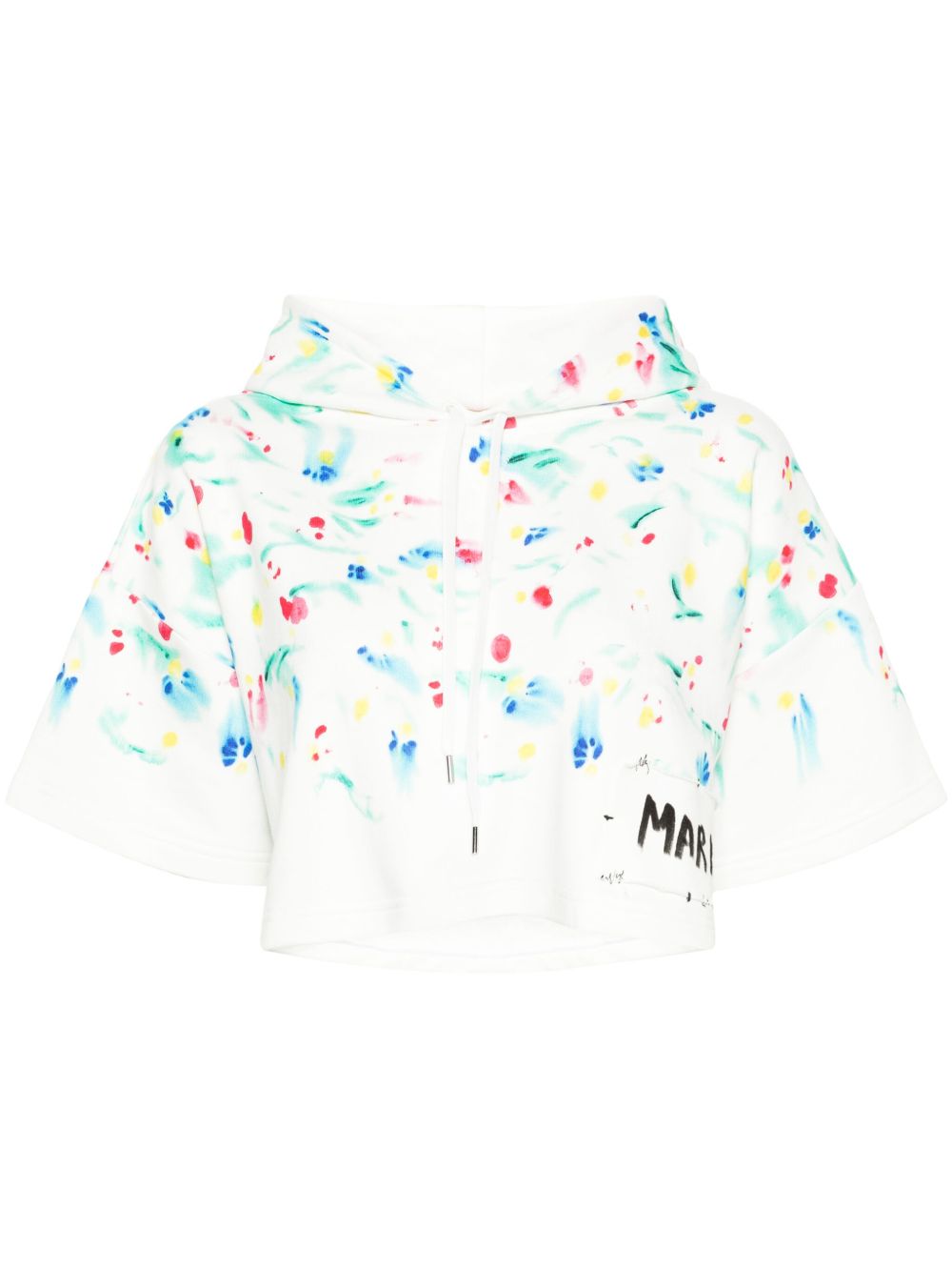 Marni 花卉印花棉连帽衫 - 白色