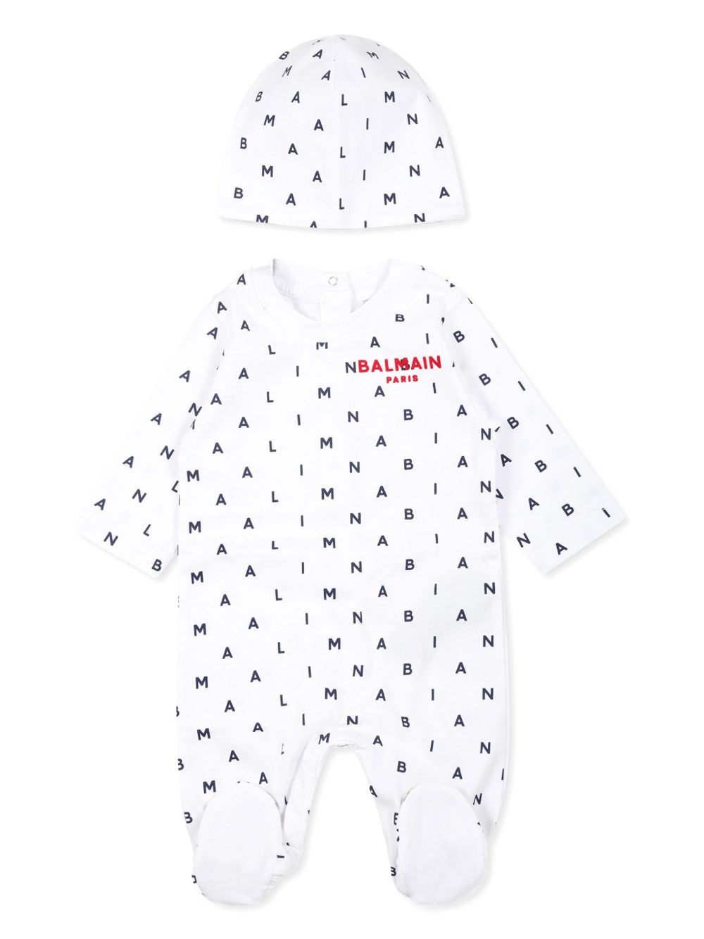 Balmain Kids logo印花连体衣套装 - 白色