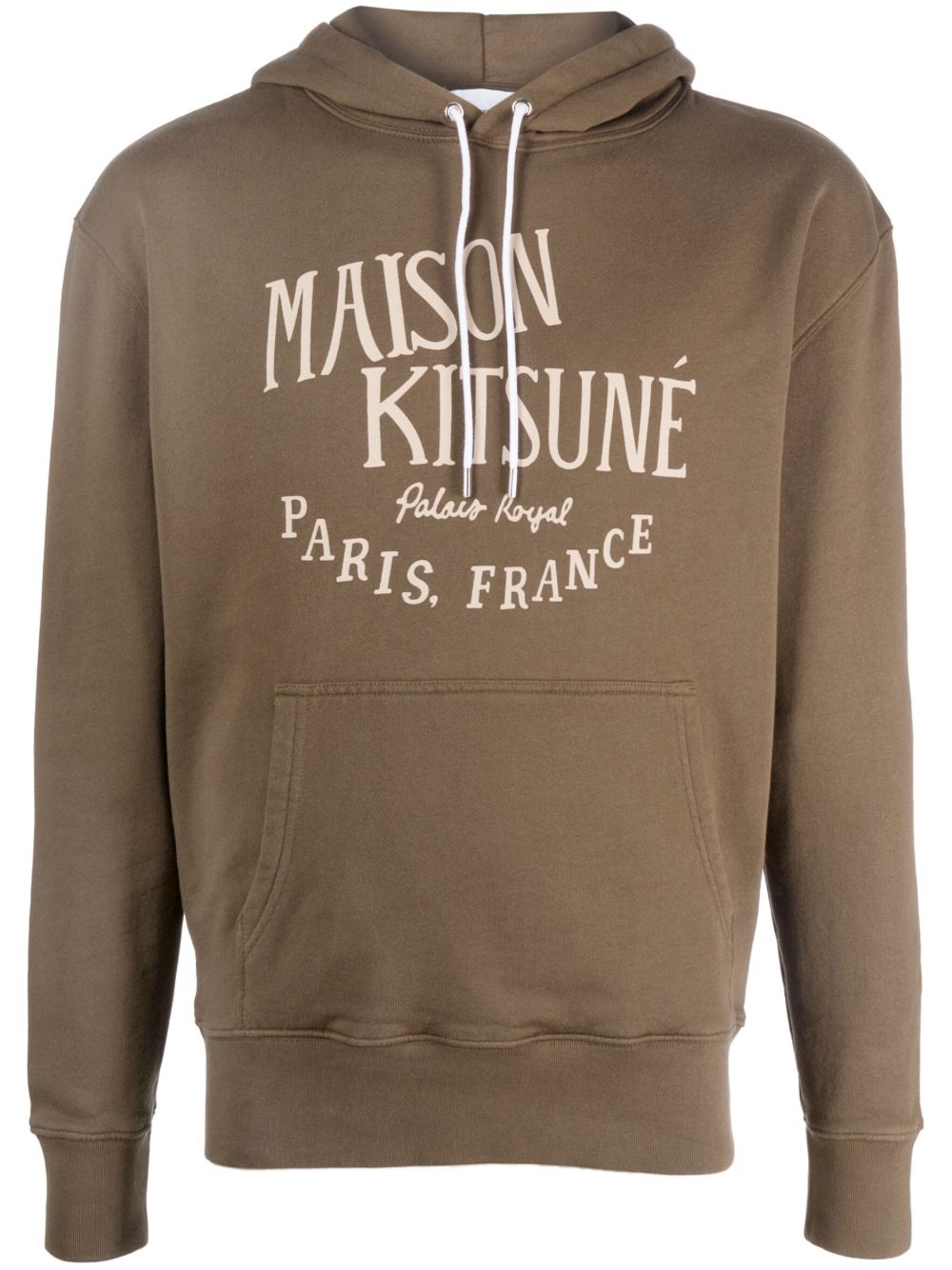 Maison Kitsuné logo印花平纹针织抓绒连帽衫 - 绿色