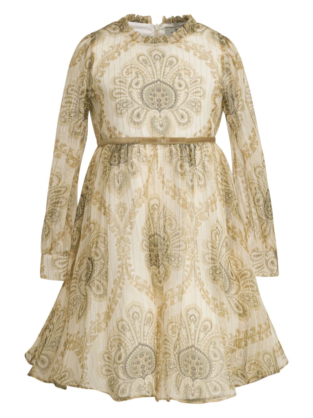 ETRO KIDS 佩斯理印花真丝连衣裙 - 中性色