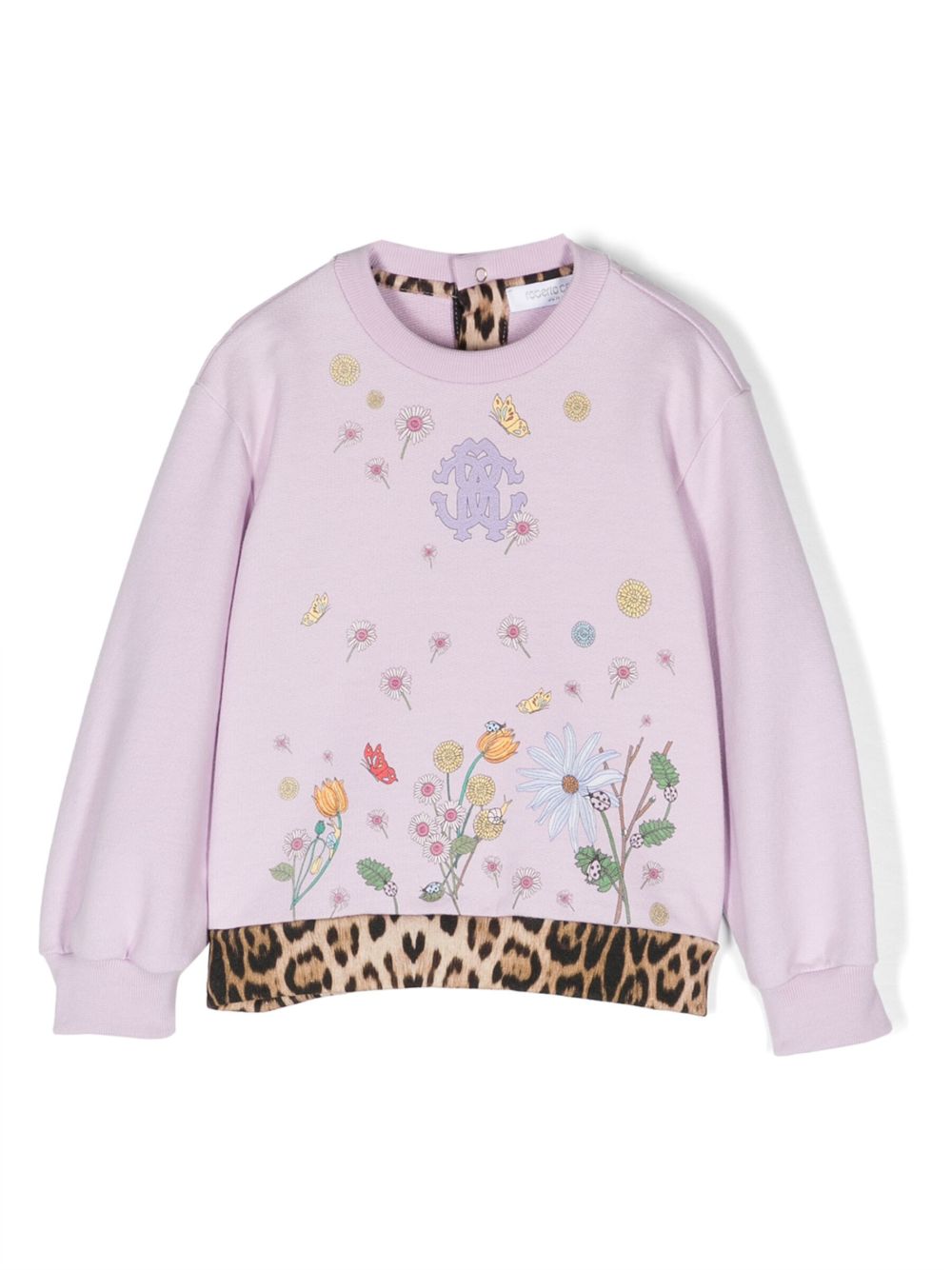Roberto Cavalli Junior 花卉印花棉卫衣 - 紫色