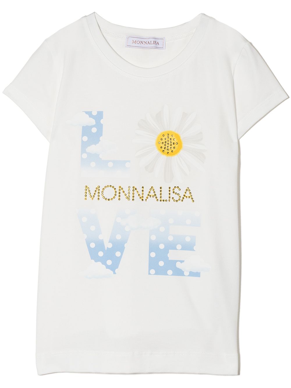 Monnalisa love logo印花T恤 - 白色