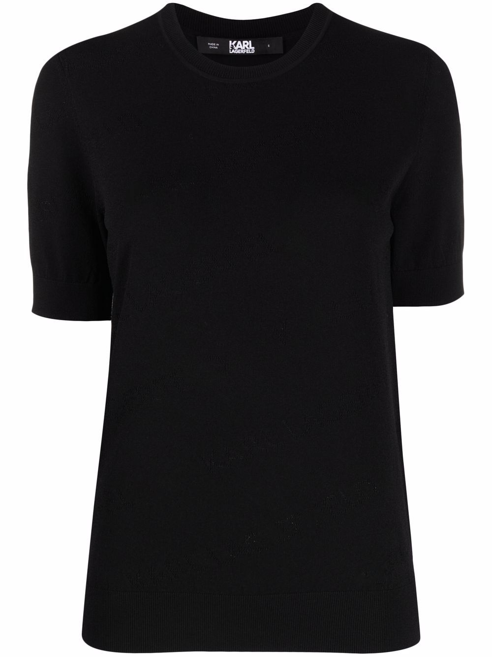Karl Lagerfeld logo提花针织上衣 - 黑色