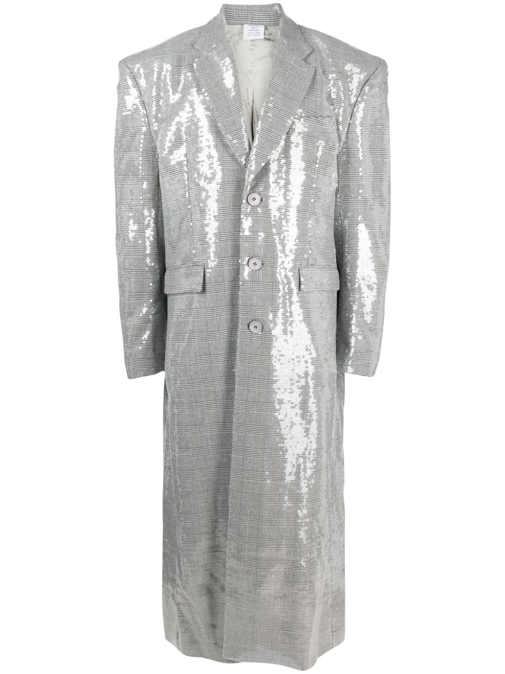VETEMENTS 亮片缀饰格纹外套 - 黑色
