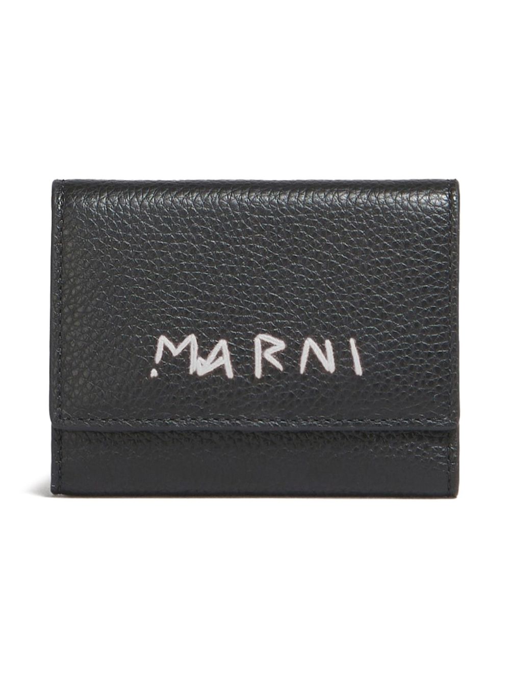 Marni logo刺绣皮质钥匙包 - 黑色
