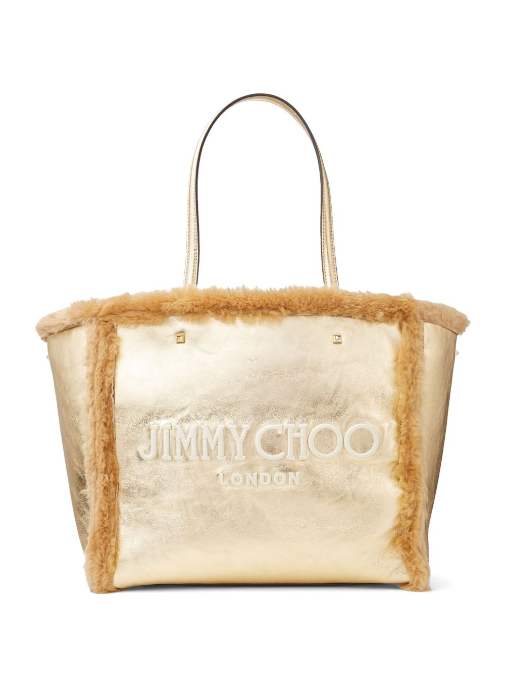 Jimmy Choo Avenue 皮毛一体手提包 - 金色