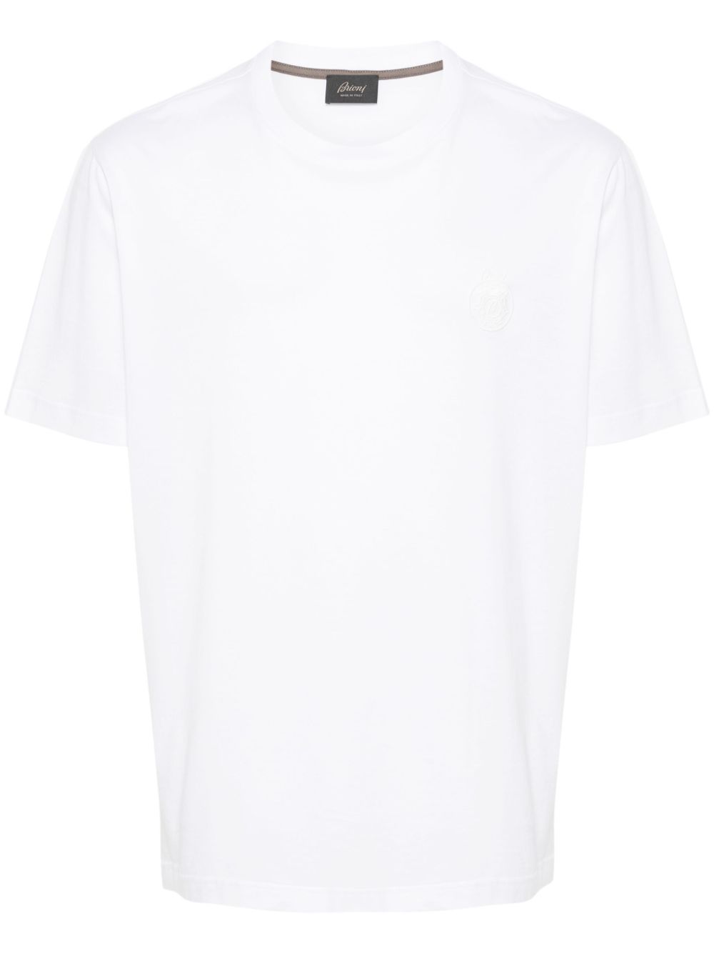 Brioni 刺绣logo棉T恤 - 白色