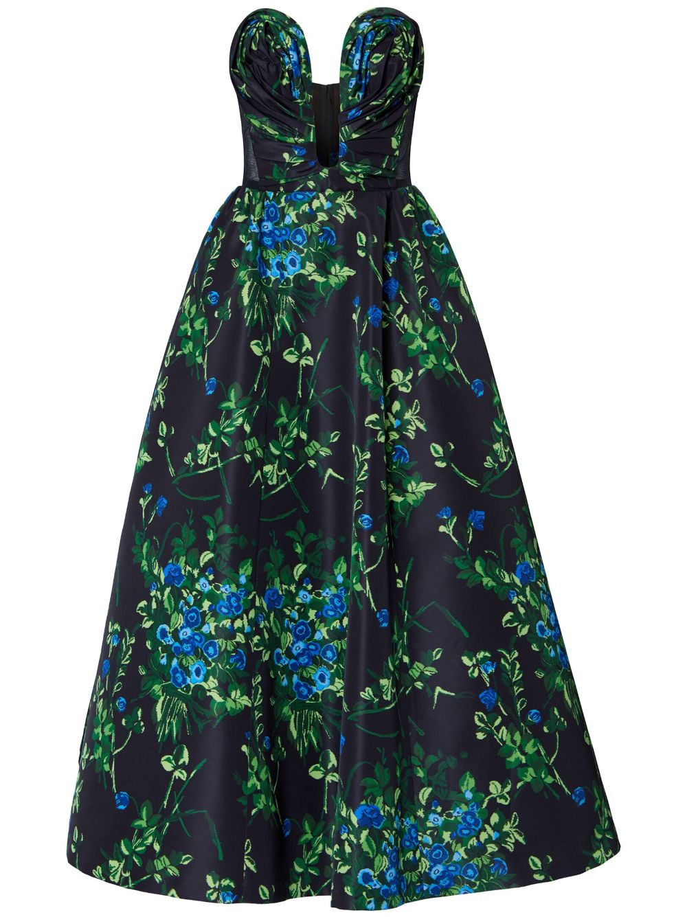 Carolina Herrera 花卉印花垂坠礼服 - 黑色