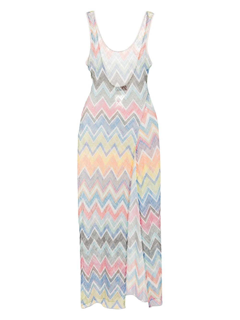 Missoni Z字形图案编织沙滩连衣裙 - 蓝色