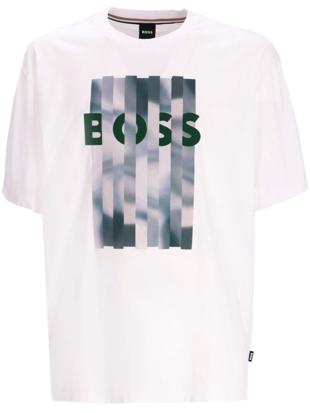 BOSS logo印花棉T恤 - 白色