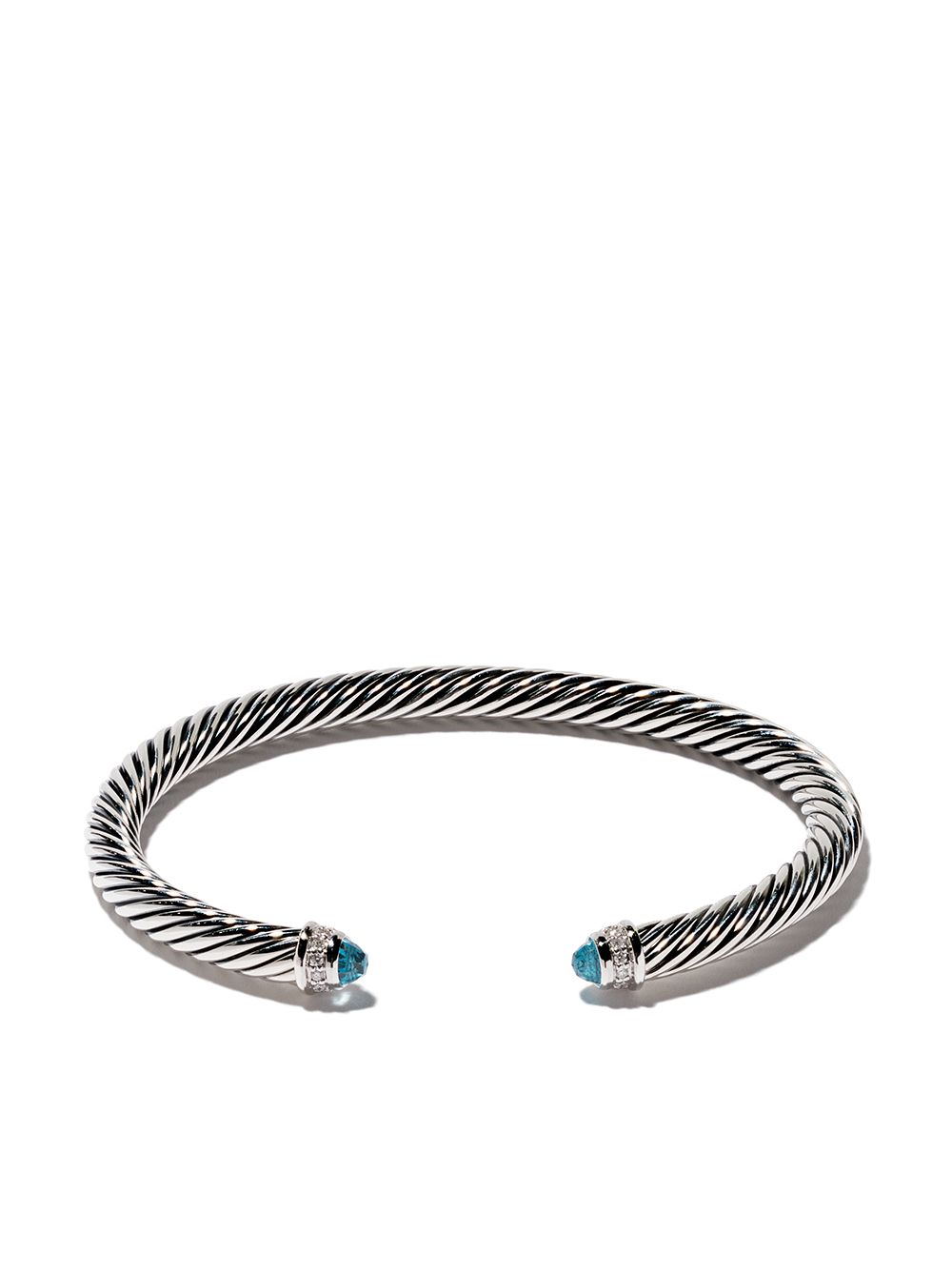 David Yurman 纯银 Cable Classics 黄玉钻石手链 - 银色