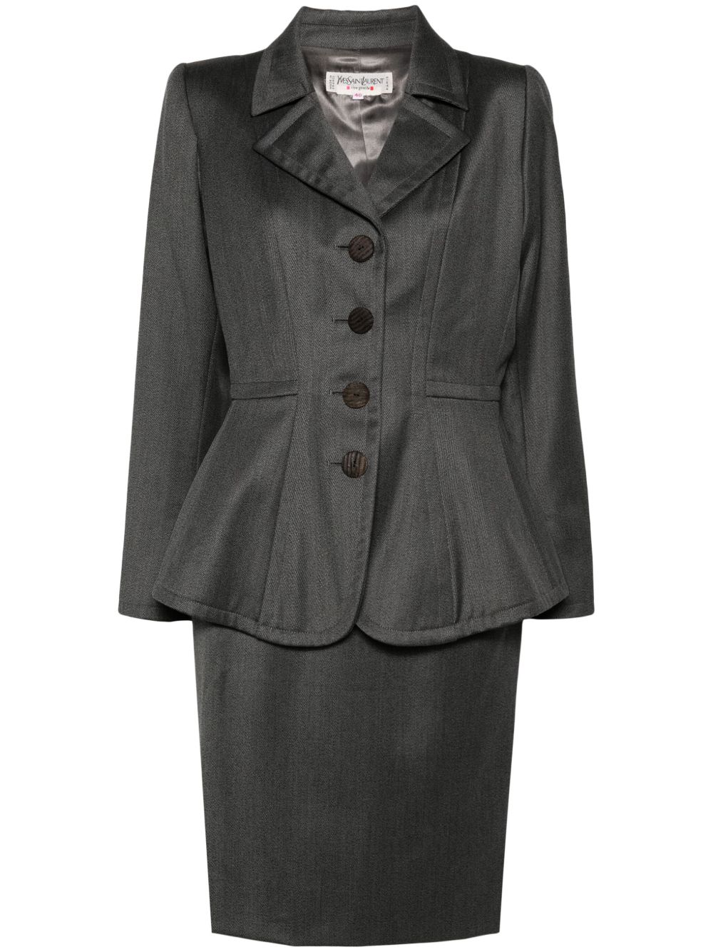 Saint Laurent Pre-Owned 羊毛半身裙套装 （1980年代典藏款 ） - 灰色