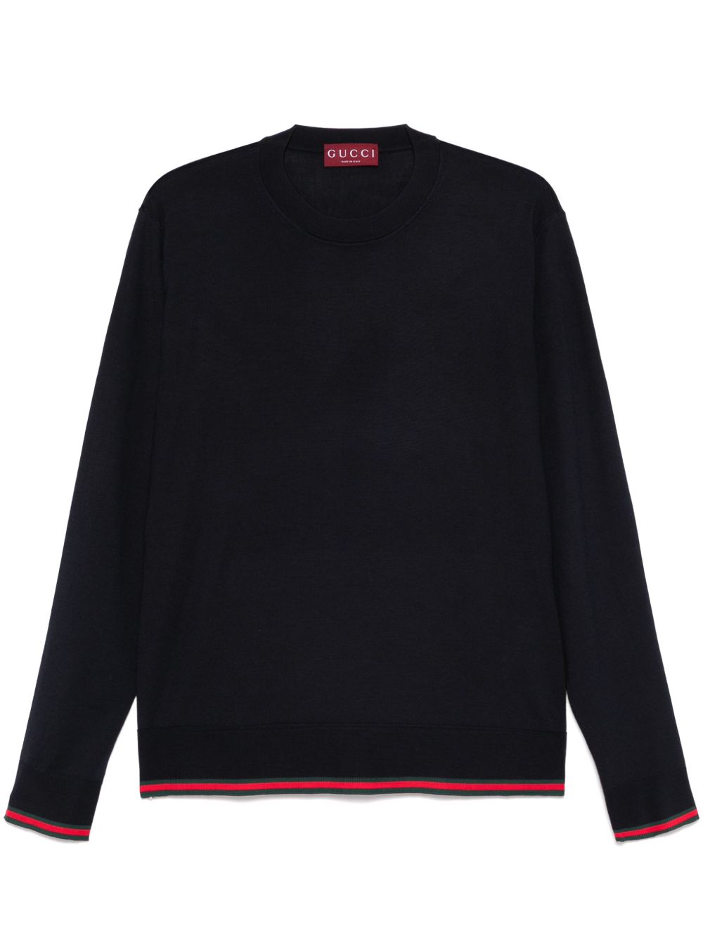 Gucci Web 边饰羊毛毛衣 - 蓝色
