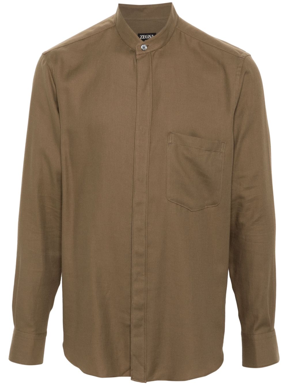 Zegna 直领衬衫 - 绿色