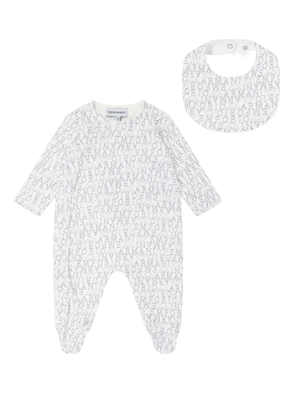 Emporio Armani Kids logo印花连体衣套装 - 蓝色