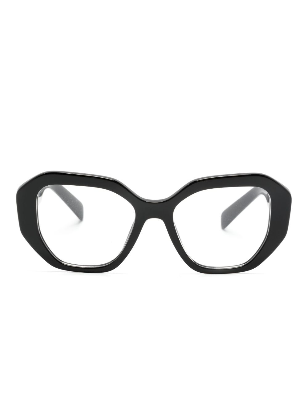 Prada Eyewear logo印花猫眼框眼镜 - 黑色