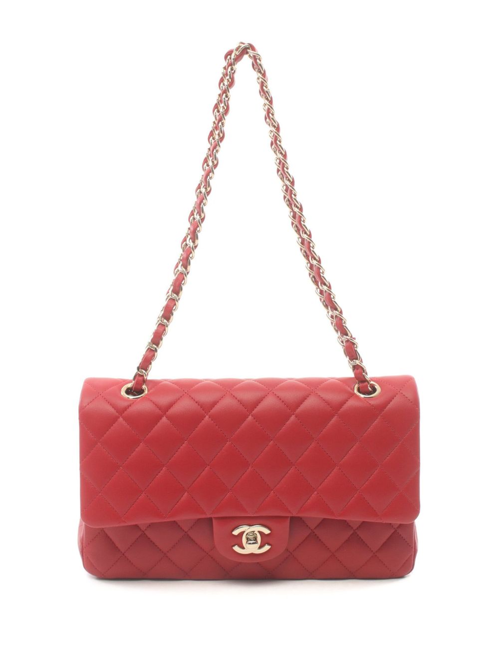 CHANEL Pre-Owned Double Flap 中号单肩包（2019年典藏款） - 红色