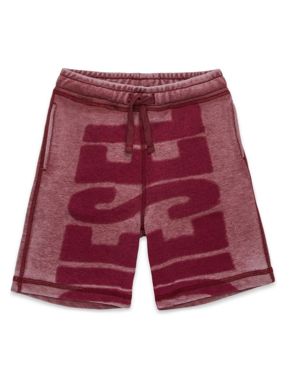 Diesel Kids logo印花抽绳短裤 - 红色