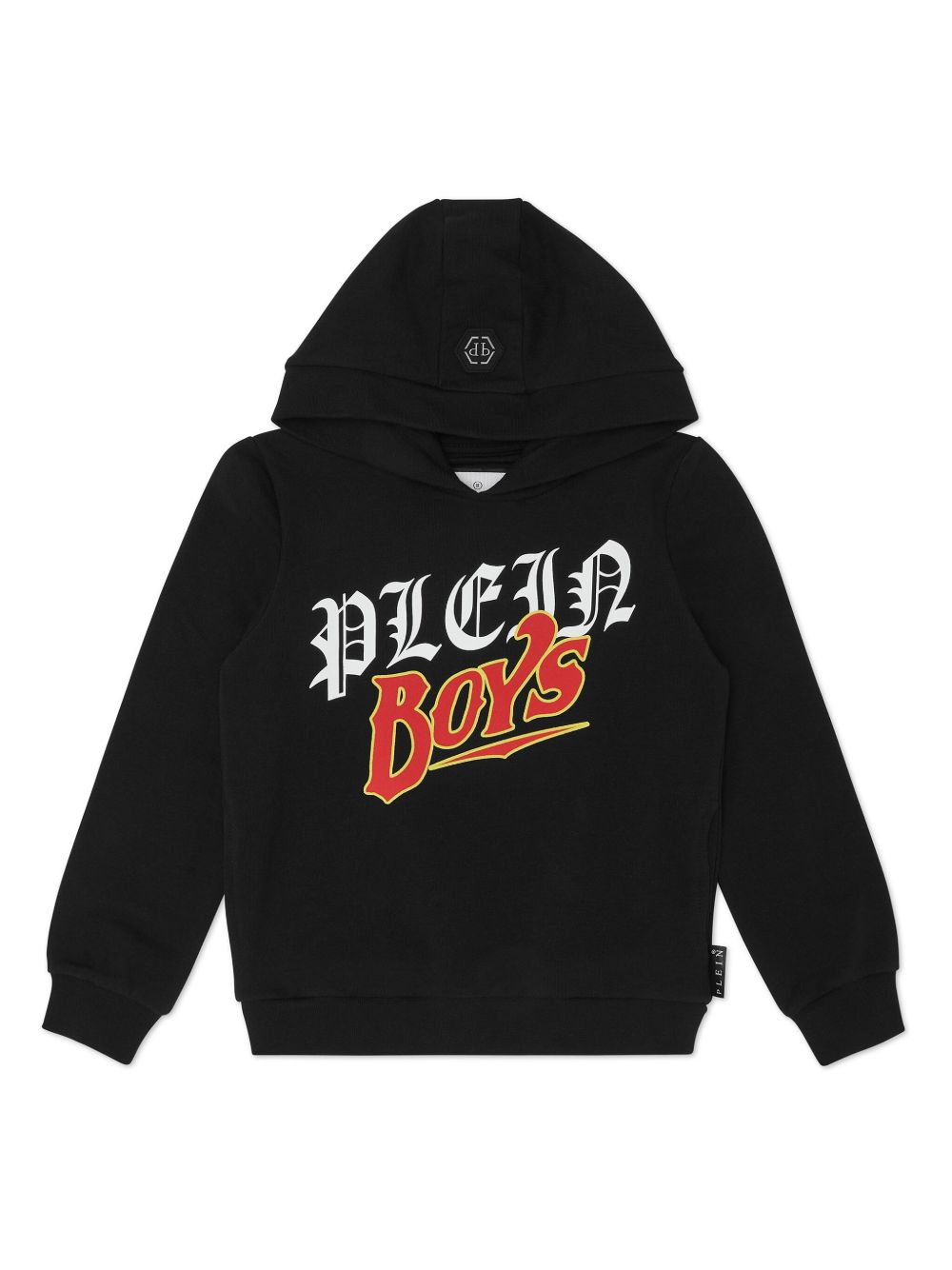 Philipp Plein Junior logo印花棉连帽衫 - 黑色