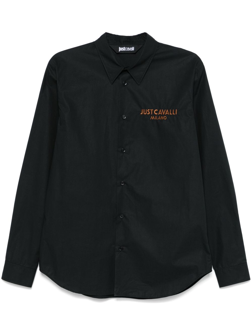 Just Cavalli logo刺绣衬衫 - 黑色