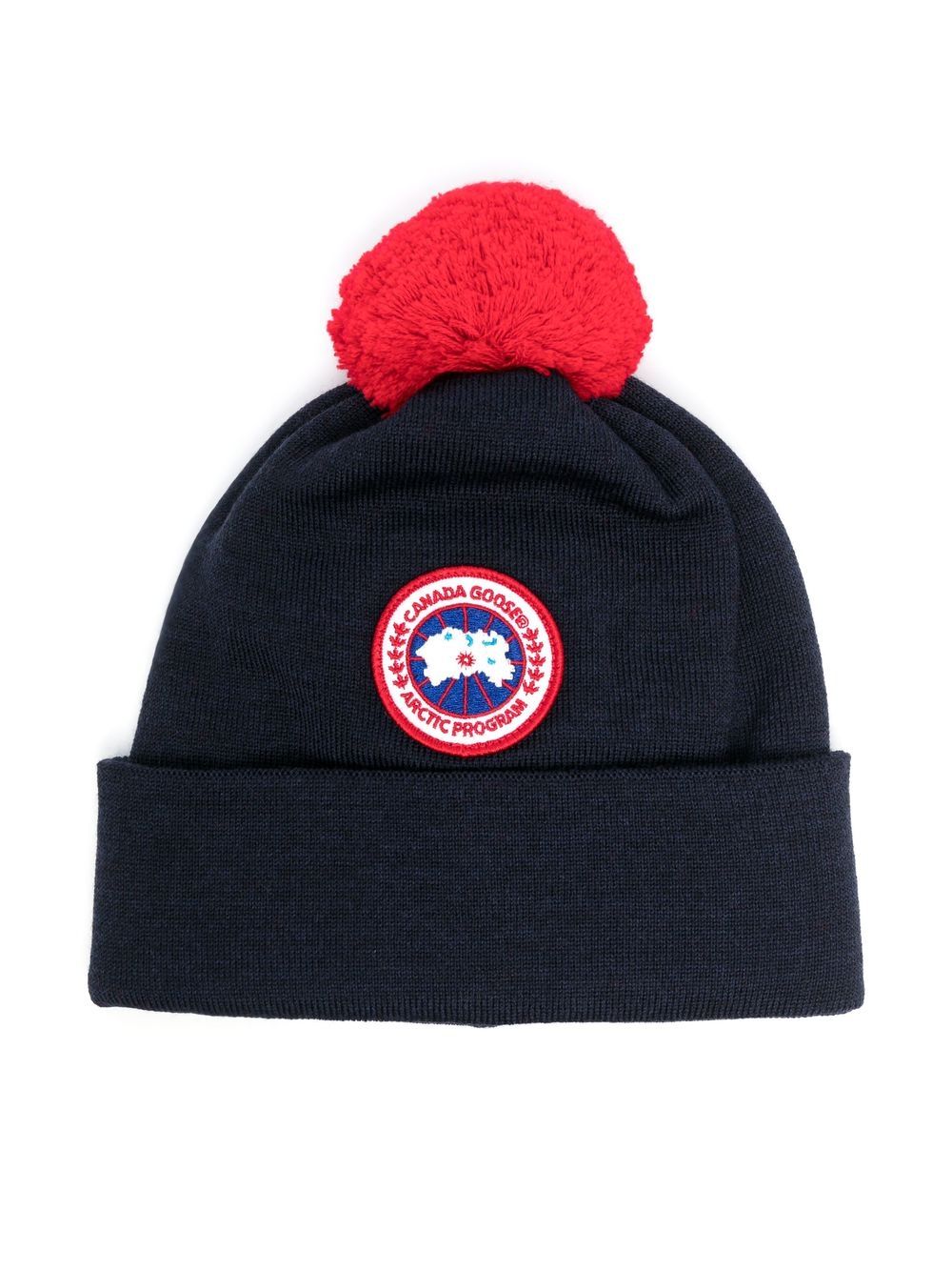 Canada Goose Kids 标贴绒球套头帽 - 蓝色