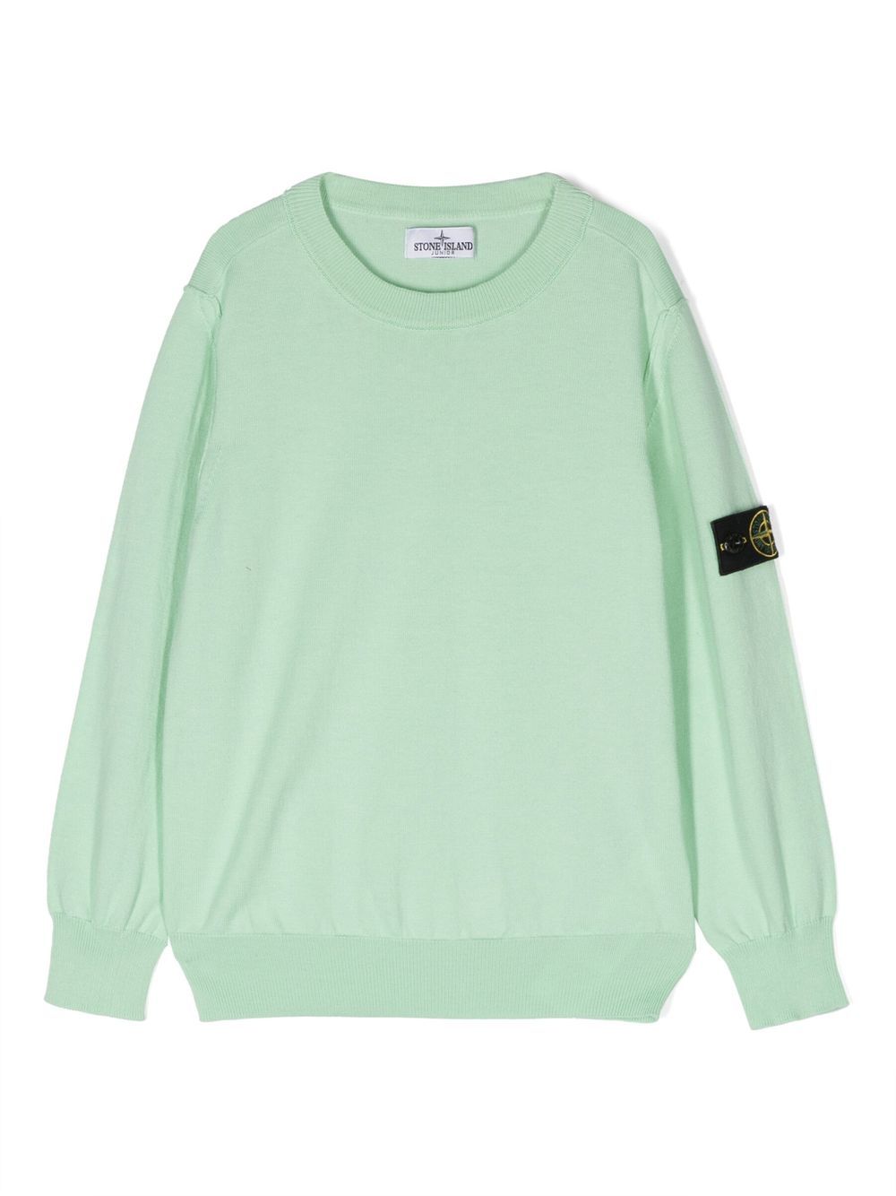 Stone Island Junior 标贴棉卫衣 - 绿色
