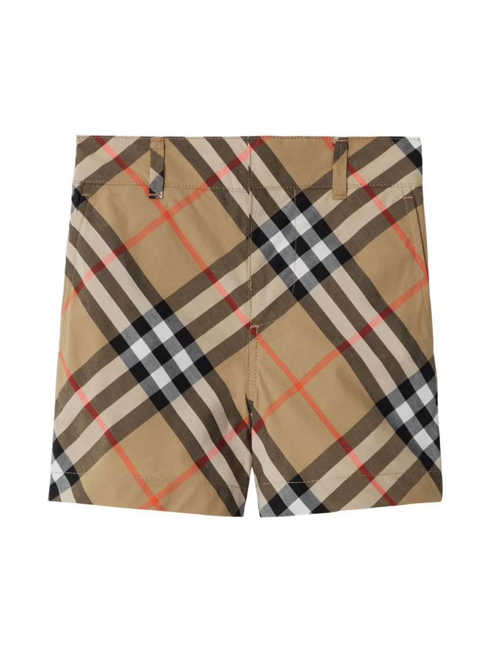 Burberry Kids 格纹棉短裤 - 中性色