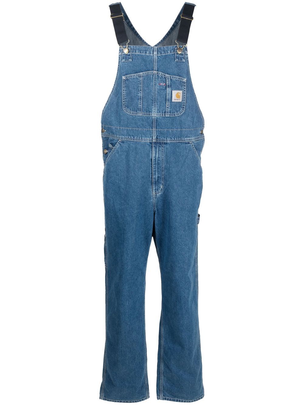 Carhartt WIP 标贴直筒吊带裤 - 蓝色