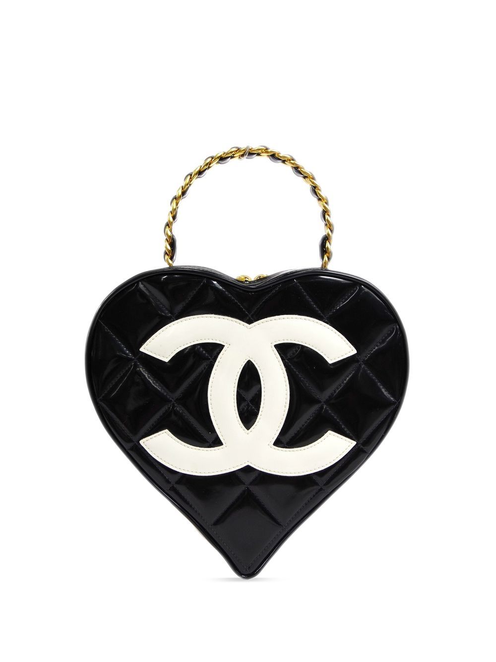 CHANEL Pre-Owned 心形手提化妆包（1995年典藏款） - 黑色