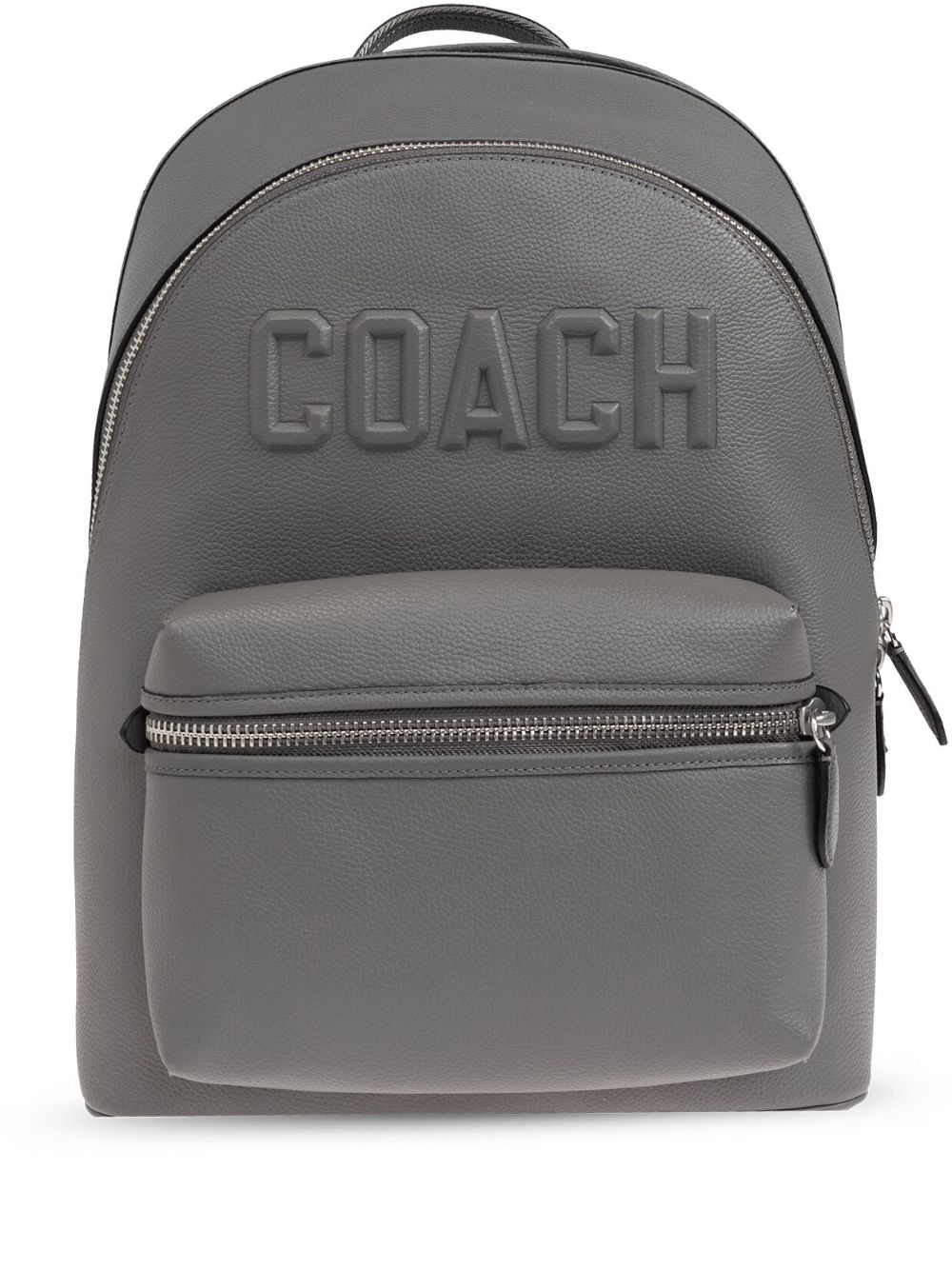 Coach logo压纹皮质双肩包 - 灰色
