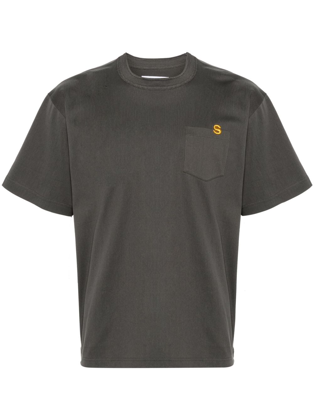 sacai 刺绣logo棉T恤 - 灰色