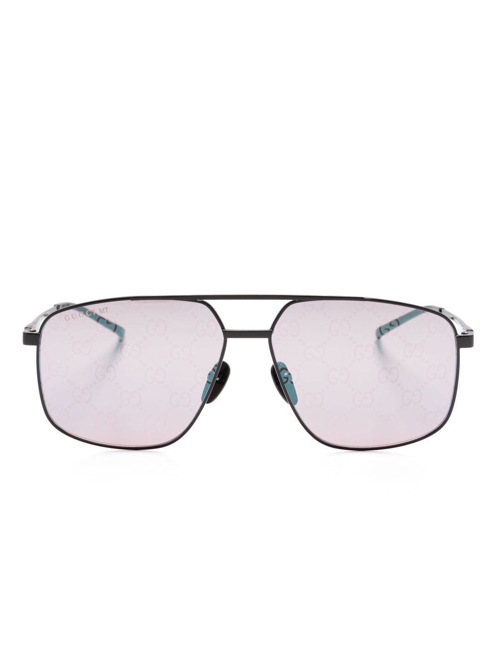 Gucci Eyewear 飞行员镜框太阳眼镜 - 黑色