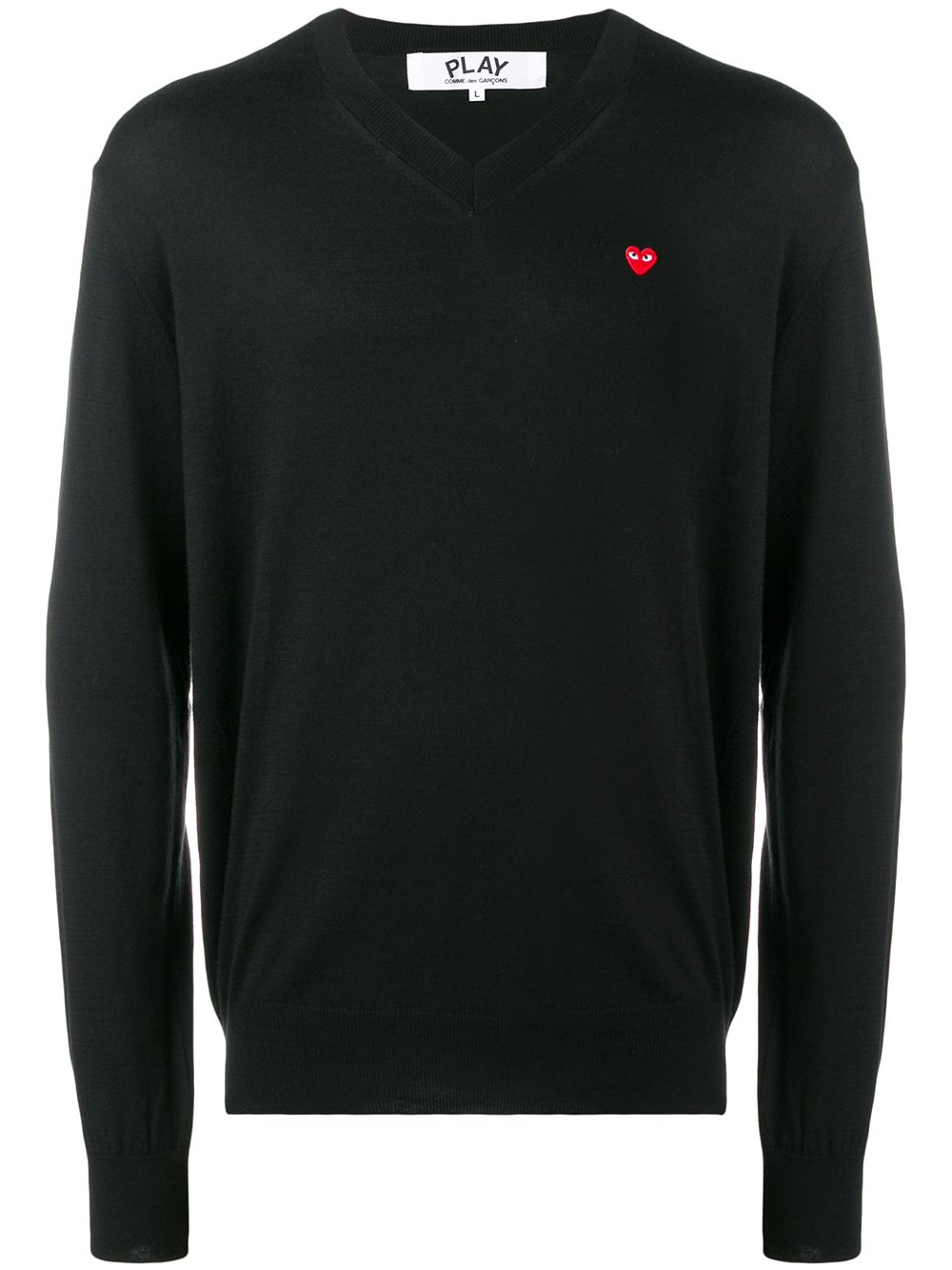 Comme Des Garçons Play 拼色logo全棉套头衫 - 黑色