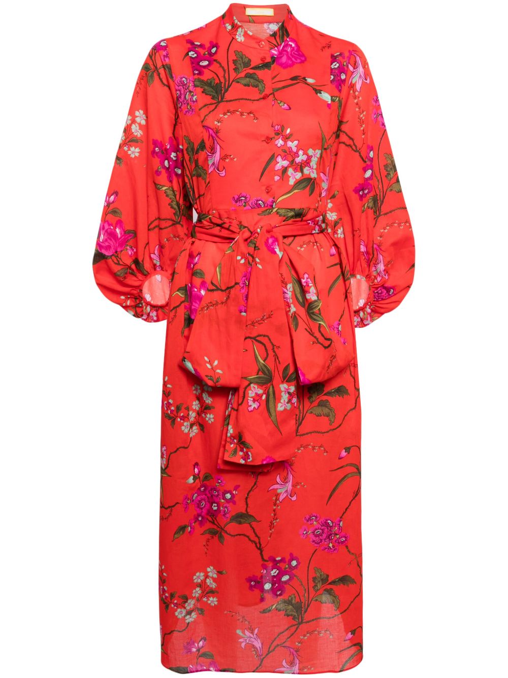 ERDEM 棉混纺花卉印花连衣裙 - 红色