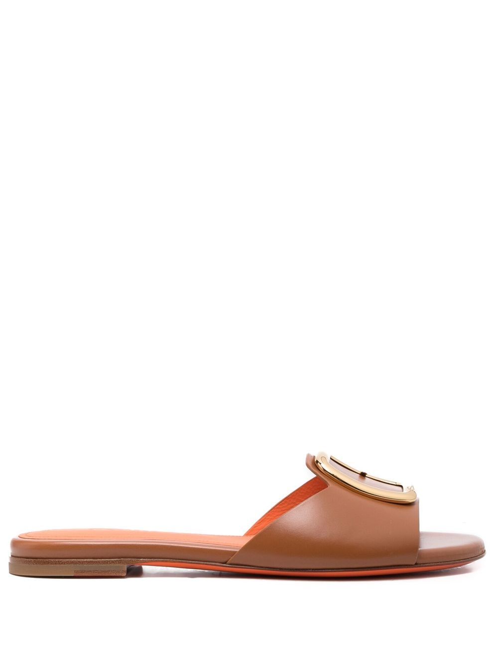 Santoni 正面扣环细节穆勒鞋 - 褐色