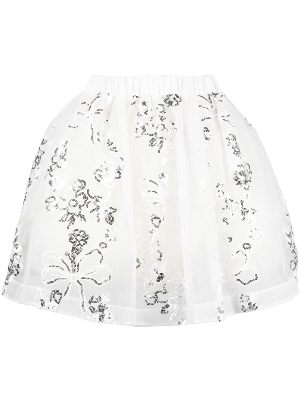 Simone Rocha 亮片缀饰薄纱迷你半身裙 - 白色
